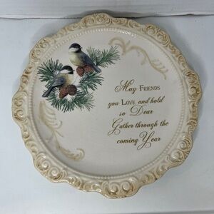 Elegant Ceramic Decorative Plate 'May Friends You Love' 9.75” Chickadee Bird